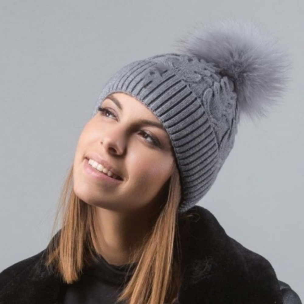 Gray Fur Beanie - Picture 1 of 3